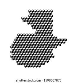 Guatemala map from 3D black cubes isometric abstract concept, square pattern, angular geometric shape. Vector illustration.
