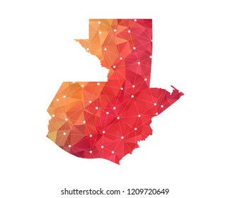 Guatemala Map - Abstract geometric rumpled triangular low poly style gradient graphic on white background , line dots polygonal design for your . Vector illustration eps 10.