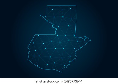Guatemala map with Abstract mash line and point scales on Dark background . design polygon sphere . Wire frame 3D mesh polygonal network line . Vector illustration eps 10.