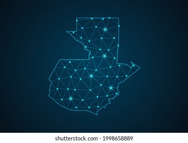 Guatemala map Abstract mash line and point scales on dark background. Wire Frame 3D mesh polygonal network line. Network line, design sphere, dot and structure vector.
