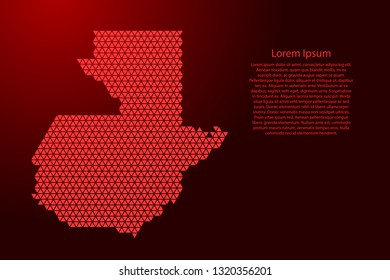 Guatemala map abstract schematic from red triangles repeating pattern geometric background with nodes for banner, poster, greeting card. Vector illustration.