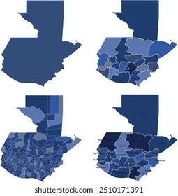 GUATEMALA MAP con sus divisiones administrativas y regiones