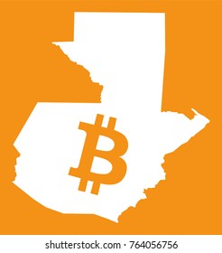 Guatemala map with bitcoin crypto currency symbol illustration