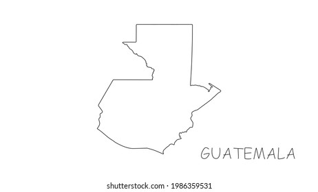 Guatemala map black line on white background. Vector illustration.