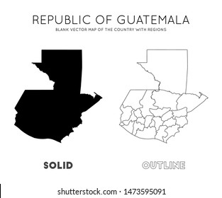 Guatemala map. Blank vector map of the Country with regions. Borders of Guatemala for your infographic. Vector illustration.
