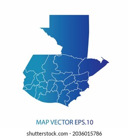 Guatemala map, blue gradient color , infographic style , on white background with Map World. Wire frame 3D mesh , map 3D,