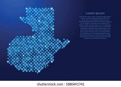 Guatemala map from blue pattern rhombuses of different sizes and glowing space stars grid. Vector illustration.