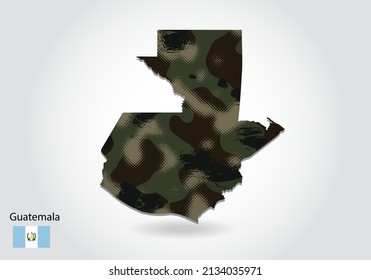 mapa guatemala con patrón de camuflaje, Selva - textura verde en el mapa. Concepto militar para el ejército, los soldados y la guerra. escudo de armas, bandera.