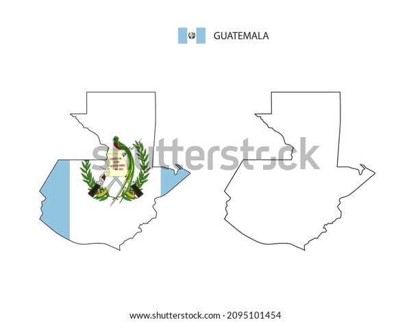 Guatemala\
map city vector divided by outline simplicity style. Have 2\
versions, black thin line version and color of country flag\
version. Both map were on the white\
background.