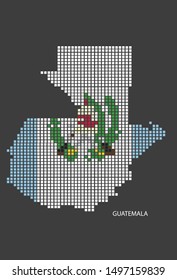 Guatemala map design flag square, black background.