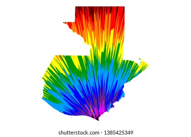 Guatemala - map is designed rainbow abstract colorful pattern, Republic of Guatemalamap made of color explosion,