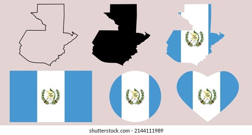 guatemala map flag icon set