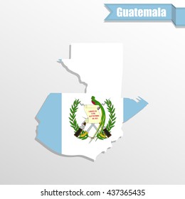 Guatemala map with flag inside and ribbon