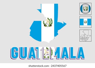 guatemala map flah icon set
