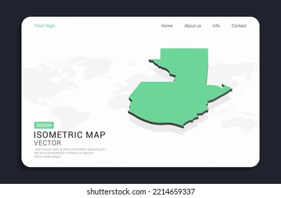 Guatemala mapea verde sobre fondo blanco con vector isométrico.