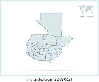 Guatemala map green vector on white background.