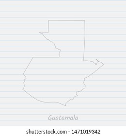 Guatemala map hand drawn gray outline on notebook background. Vector Illustration EPS10.