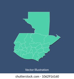 Guatemala map - High detailed color map of Guatemala. flat design style, clean and modern.Vector illustration eps 10