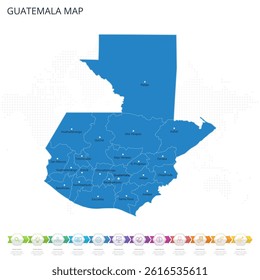 Guatemala Map - Infographic detailed map with regions and cities of the country. Vector illustration EPS10.