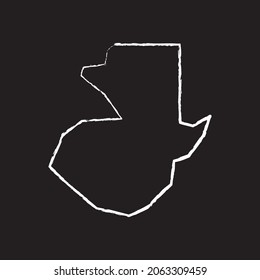 Guatemala map line Icon design, white chalk. Draw a picture on the blackboard.