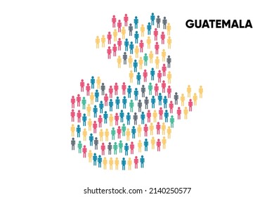Mapa de Guatemala hecho por un grupo de personas, Población. Globalización. Personas de diferentes países