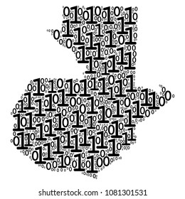 Guatemala Map mosaic icon of one and zero digits in various sizes. Vector digital symbols are grouped into Guatemala Map composition design concept.