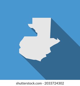Guatemala map on blue background with long shadow