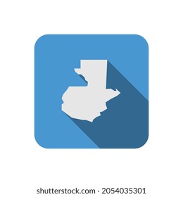 Guatemala map on blue square with long shadow