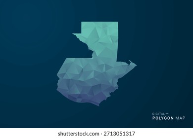 Guatemala Map - Polygon Style Vector Illustration with Teal Blue Gradient, Low Poly Geometric Design, Digital and Technology Inspired, Clean Silhouette on Dark Background.