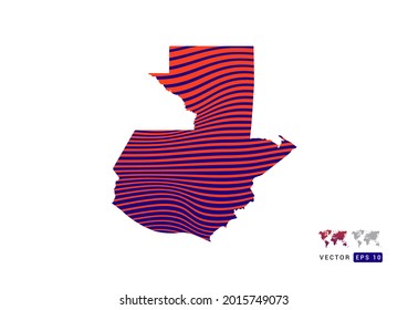 Guatemala map red and blue of abstract with dynamic waves vector.