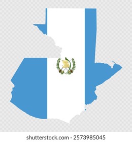 Guatemala map silhouette with flag.