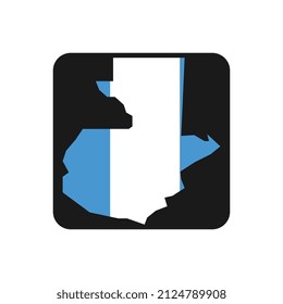 Guatemala map silhouette with flag on black background