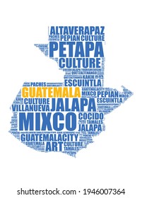 Guatemala map silhouette word cloud vector illustration