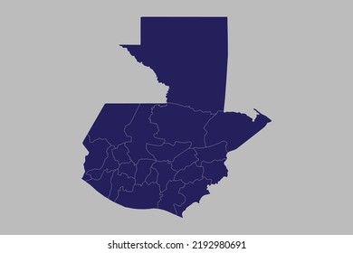 Guatemala map vector, blue color, Isolated on gray background