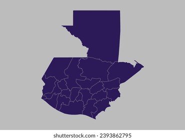 Guatemala map vector, Blue purple color isolated on gray background.