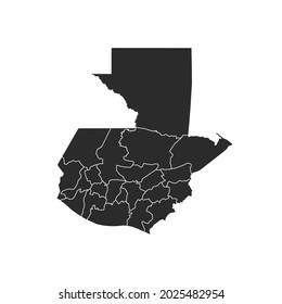 Guatemala map vector, dark color.isolated on transparent background. 