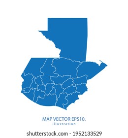 mapa guatemala vector EPS.10 color azul. sobre fondo blanco.