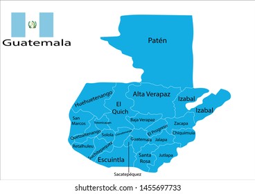 Mapa Guatemala de ilustraciones vectoriales, mapa de ciudades