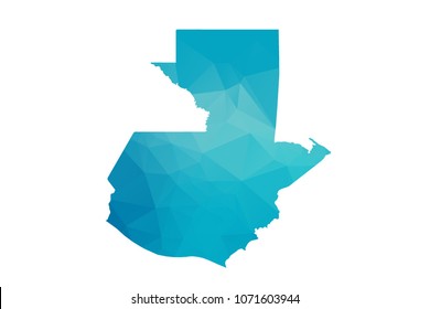 Guatemala map vector illustration in polygonal style,Low poly design on white background