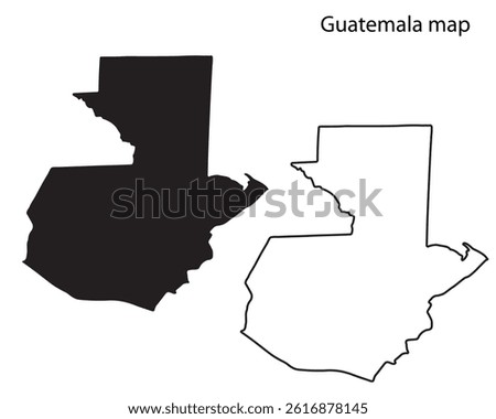 Guatemala map vector illustration, Guatemala map silhouette, Guatemala country Landscape, Black and white Guatemala map