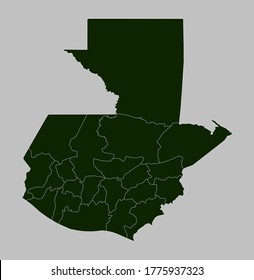 Vector de mapa de Guatemala, color verde aislado en fondo gris