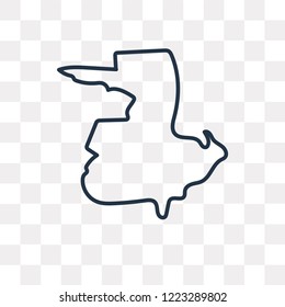 Guatemala map vector outline icon isolated on transparent background, high quality linear Guatemala map transparency concept can be used web and mobile