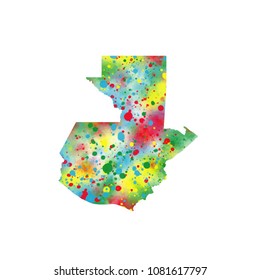 Guatemala map water colors Design of flag colors vector Illustration