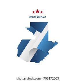 Guatemala map with waving flag. Vector illustration.