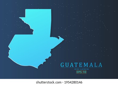 Mapa de Guatemala - Mapa Mundial Plantilla vectorial internacional con 3d, color azul gradiente y estrellas aisladas en el fondo de la galaxia - Ilustración vectorial 10