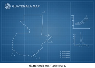 Mapa de Guatemala - Mapa Mundial Plantilla vectorial internacional con estilo de contorno y color blanco aislado en el fondo del plano - Ilustración vectorial eps 10
