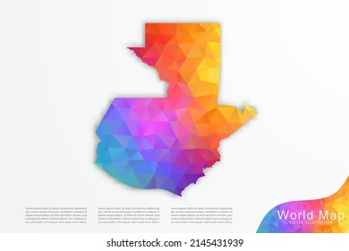 Guatemala-Karte - Weltkarte Internationale Vektorvorlage mit Polygonstil und Farbverlauf-bunt einzeln auf weißem Hintergrund für Website, Design, Infografik - Vektorgrafik eps10