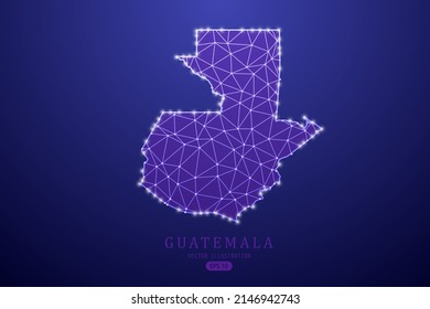 Guatemala Map - World Map International vector template with purple mash line, point scales, and polygon style isolated on purple technology background - Vector illustration eps 10