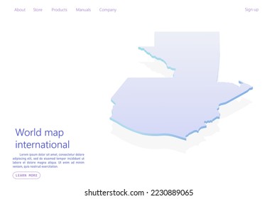 Mapa de Guatemala - Mapa mundial Mapa vectorial internacional con estilo isométrico que incluye sombra, color púrpura y azul aislado en fondo blanco para diseño, sitio web - Ilustración vectorial eps 10