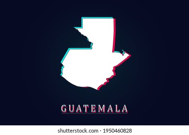 Guatemala Map - World map vector template with Unique Design Abstract Digital Glitch and 3d  including blue, red and white color isolated on dark background - Vector illustration eps 10